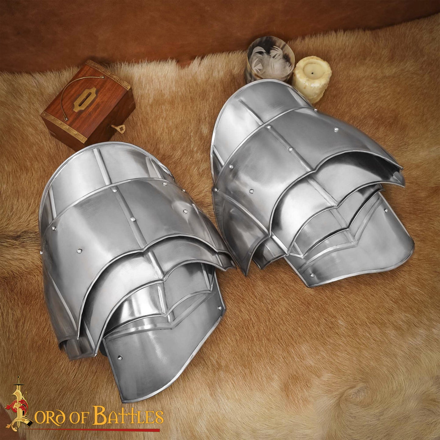 Pauldrons de Acero de Fantasía Medieval con Rompehojas - Imagen 1