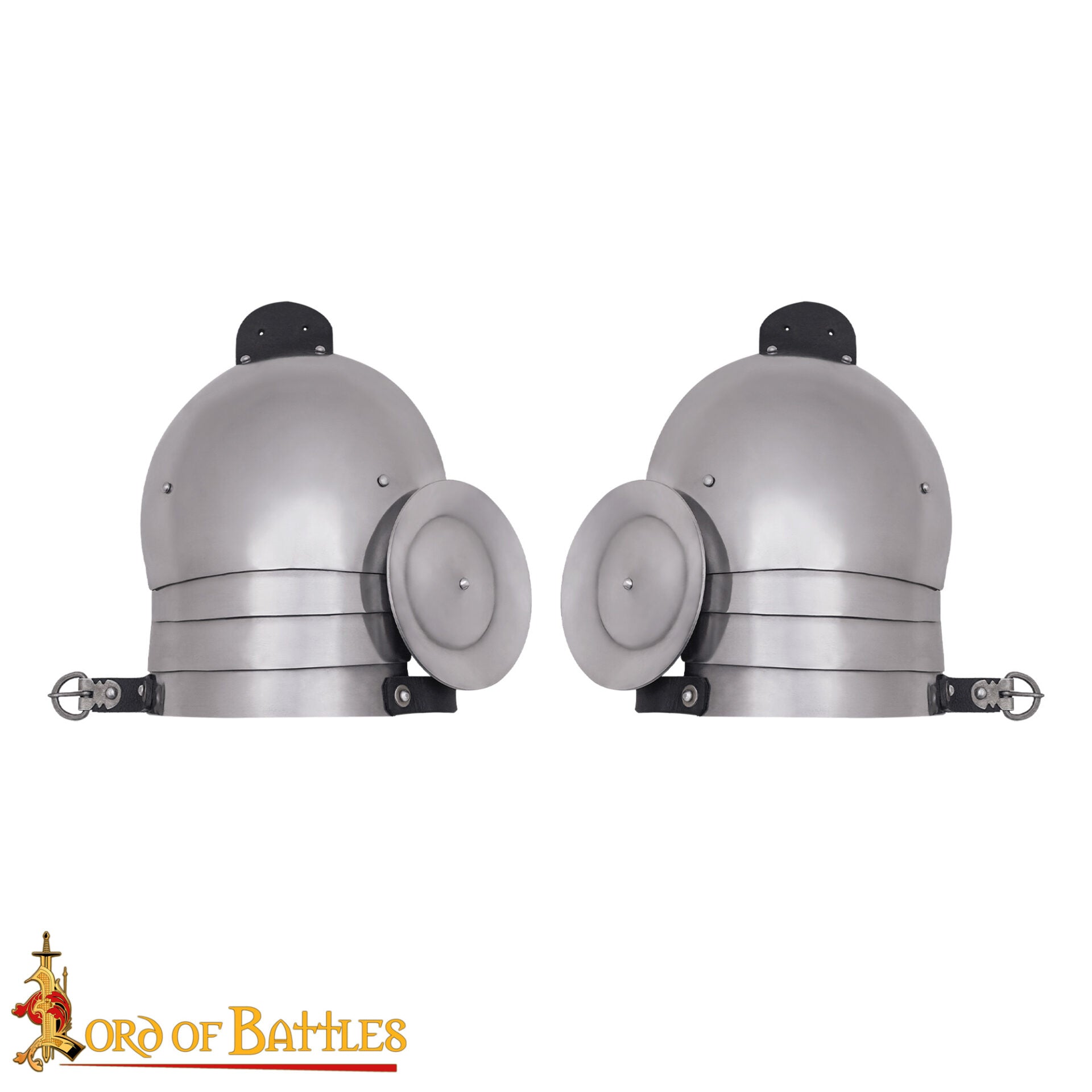 Pauldrons de Acero del Siglo Xiv-principios del Xv con Rondel - Armadura de Hombro Pulida de Calibre 16 - Imagen 4