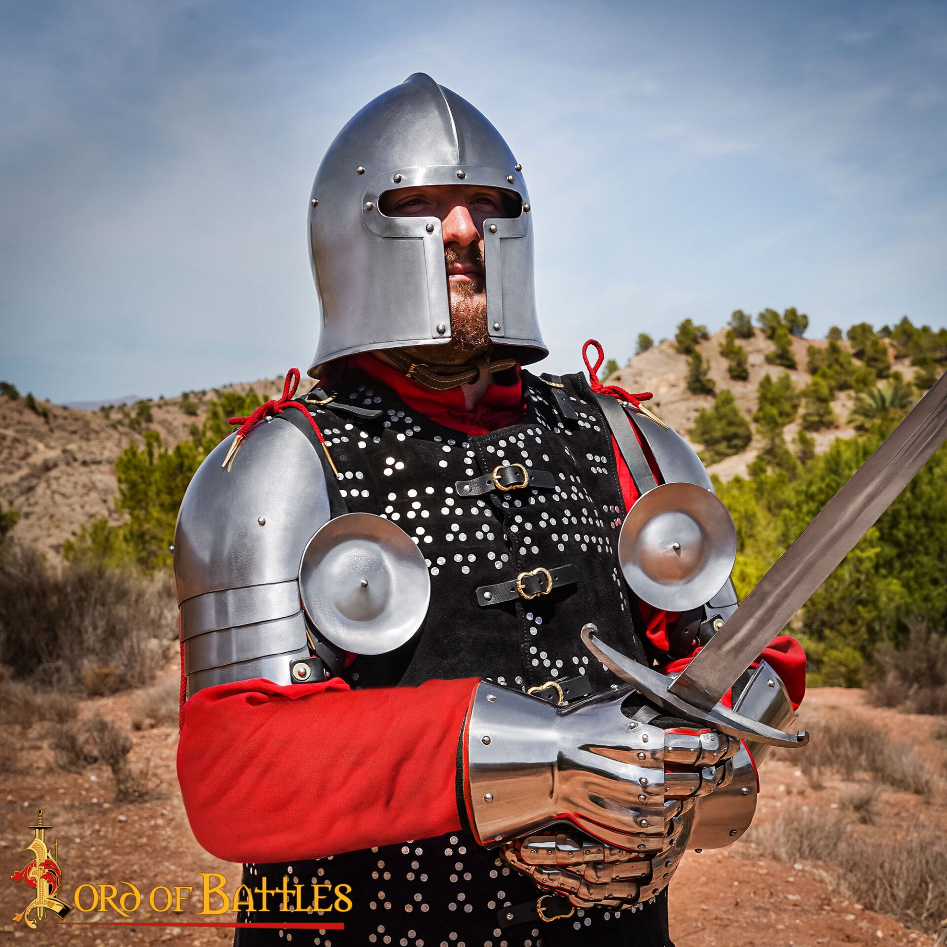 Pauldrons de Acero del Siglo Xiv-principios del Xv con Rondel - Armadura de Hombro Pulida de Calibre 16 - Imagen 7