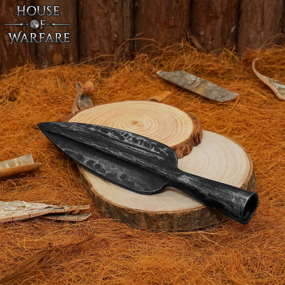 Punta de Lanza Medieval de Hoja Estriada de Acero Al Carbono Forjada a Mano para Lanza de Bricolaje, Larp y Exhibición - Imagen 5