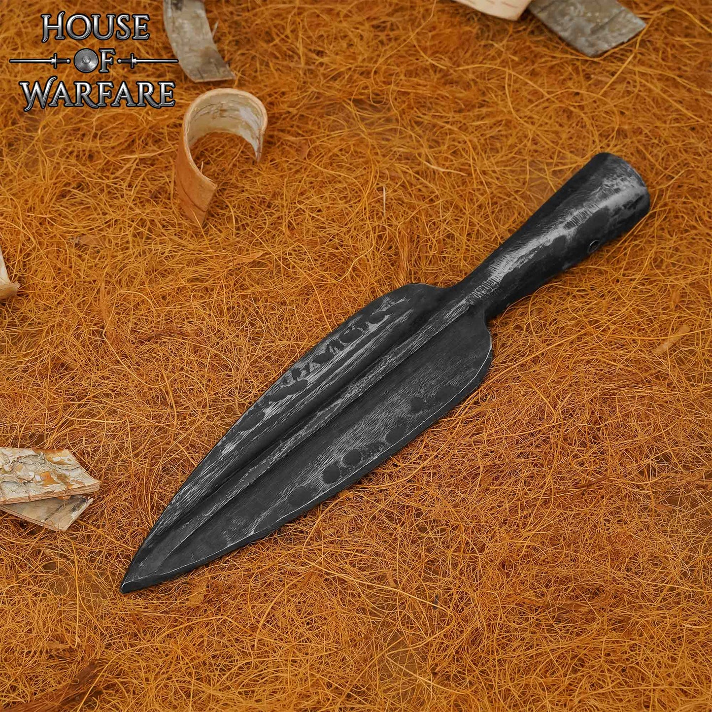 Punta de Lanza Medieval de Hoja Estriada de Acero Al Carbono Forjada a Mano para Lanza de Bricolaje, Larp y Exhibición - Imagen 7