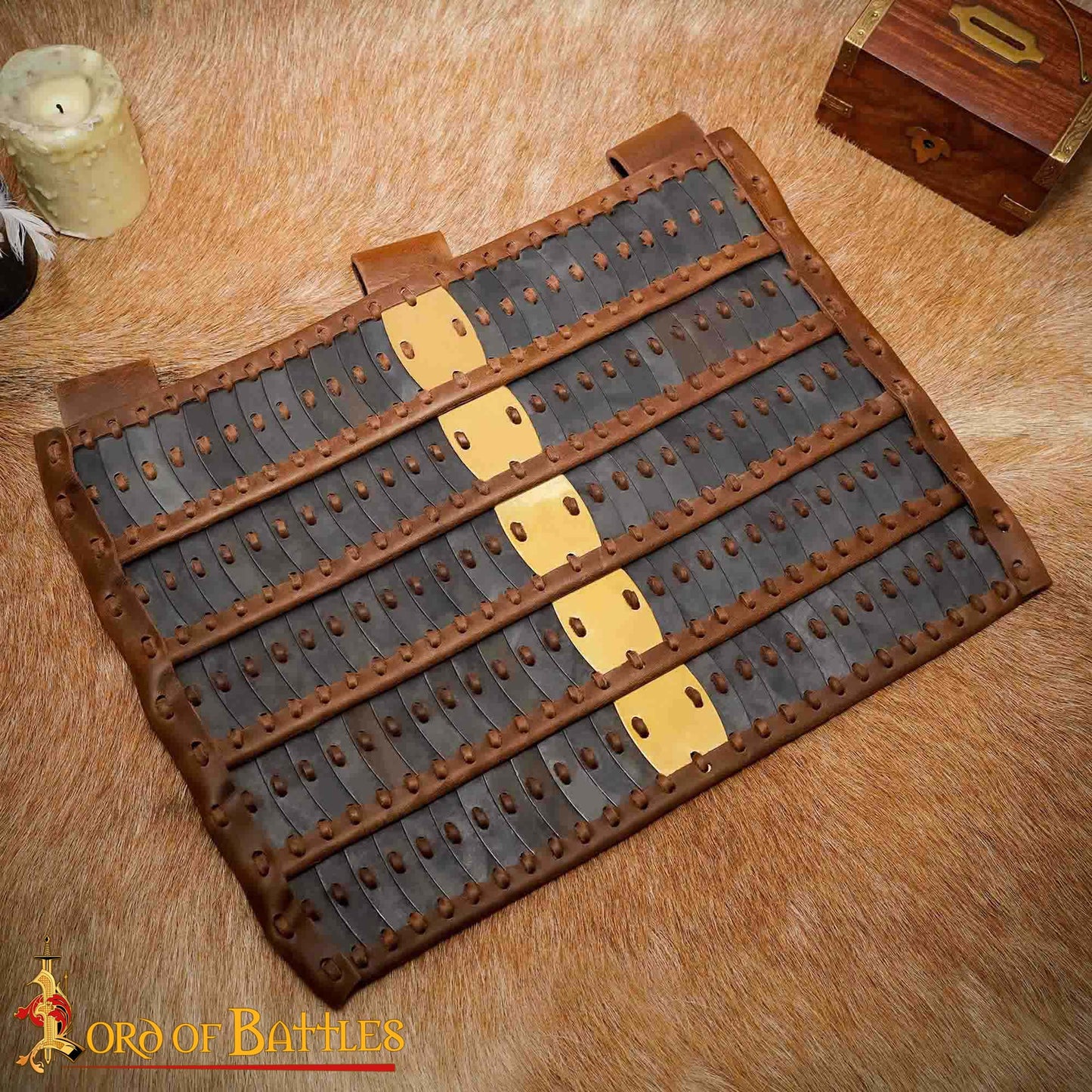 Armadura Medieval de Faldón Lamelar - Placas de Acero Calibre 20 con Refuerzo de Cuero - Protección de Cadera de Guerrero - Imagen 1