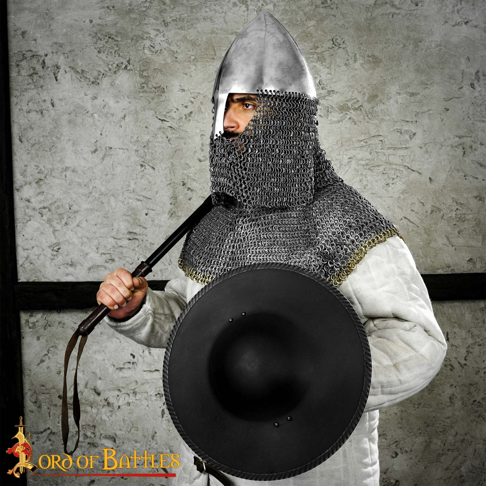 Escudo Hebilla de Esgrima - Escudo Medieval Ennegrecido Pequeño - Imagen 2