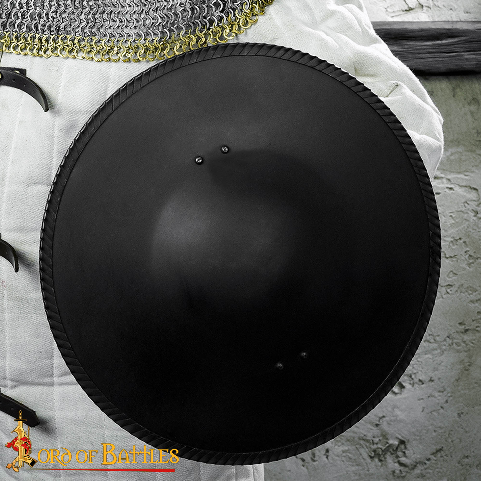 Escudo Hebilla de Esgrima - Escudo Medieval Ennegrecido Pequeño - Imagen 1