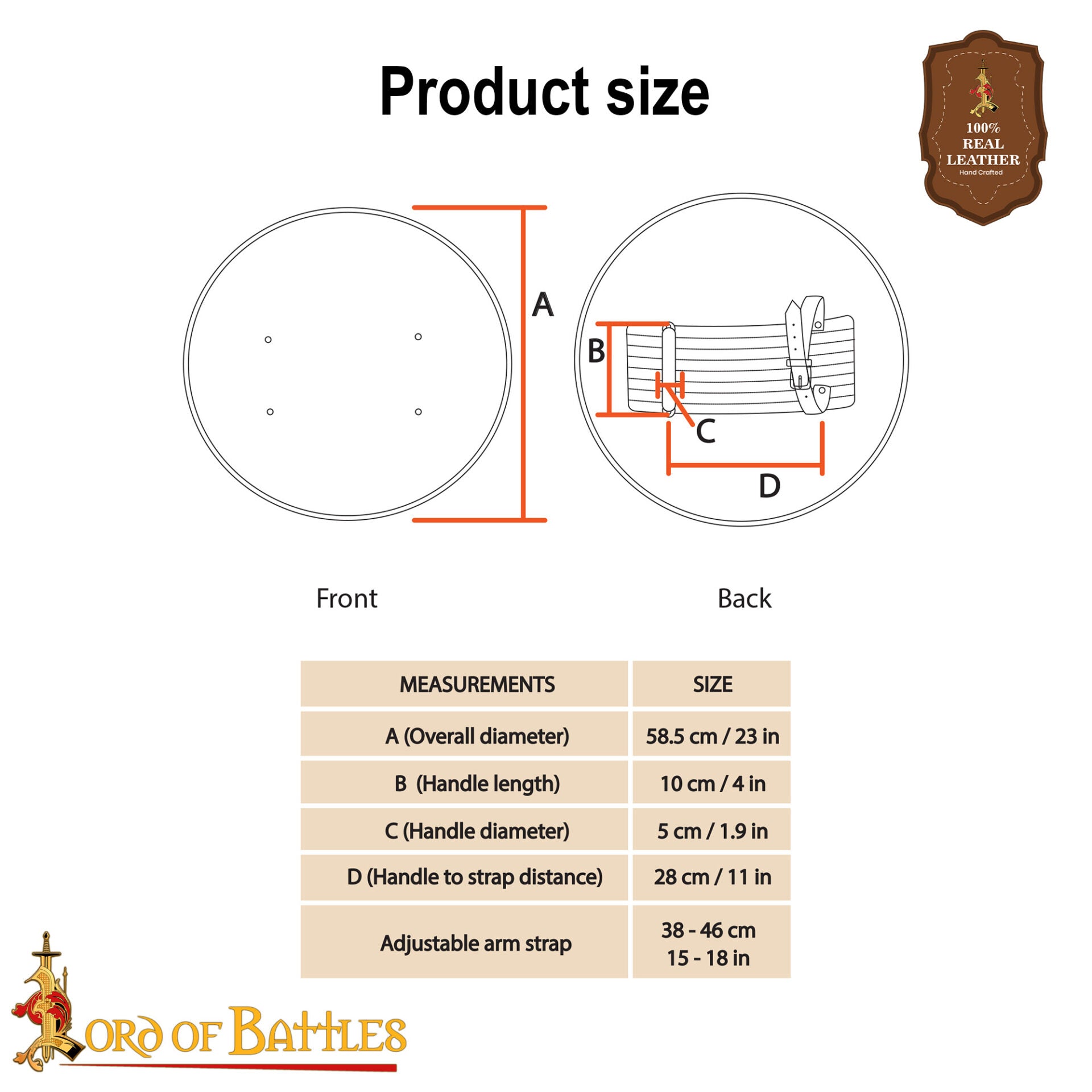 Escudo de Acero Redondo Rodella Hecho a Mano - Imagen 3