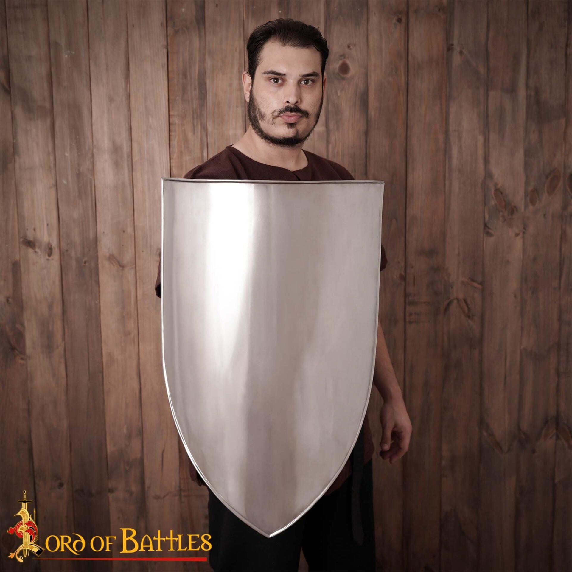 Medieval Izquierda Escudo del Calentador de Acero en Blanco Acero Calibre 18 - Imagen 2