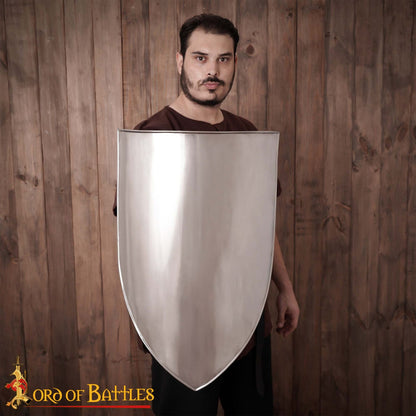 Medieval Izquierda Escudo del Calentador de Acero en Blanco Acero Calibre 18 - Imagen 2