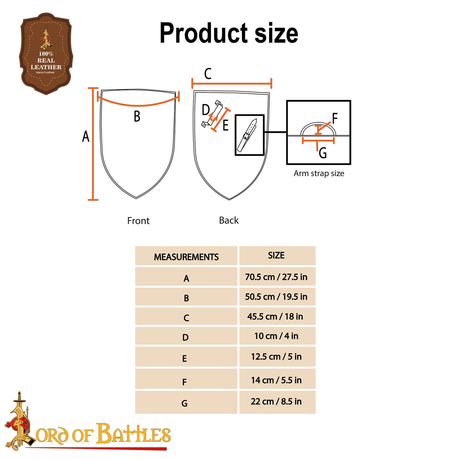 Medieval Izquierda Escudo del Calentador de Acero en Blanco Acero Calibre 18 - Imagen 3