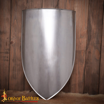 Medieval Izquierda Escudo del Calentador de Acero en Blanco Acero Calibre 18 - Imagen 1