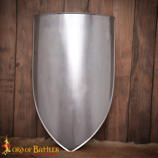 Medieval Izquierda Escudo del Calentador de Acero en Blanco Acero Calibre 18 - Imagen 1