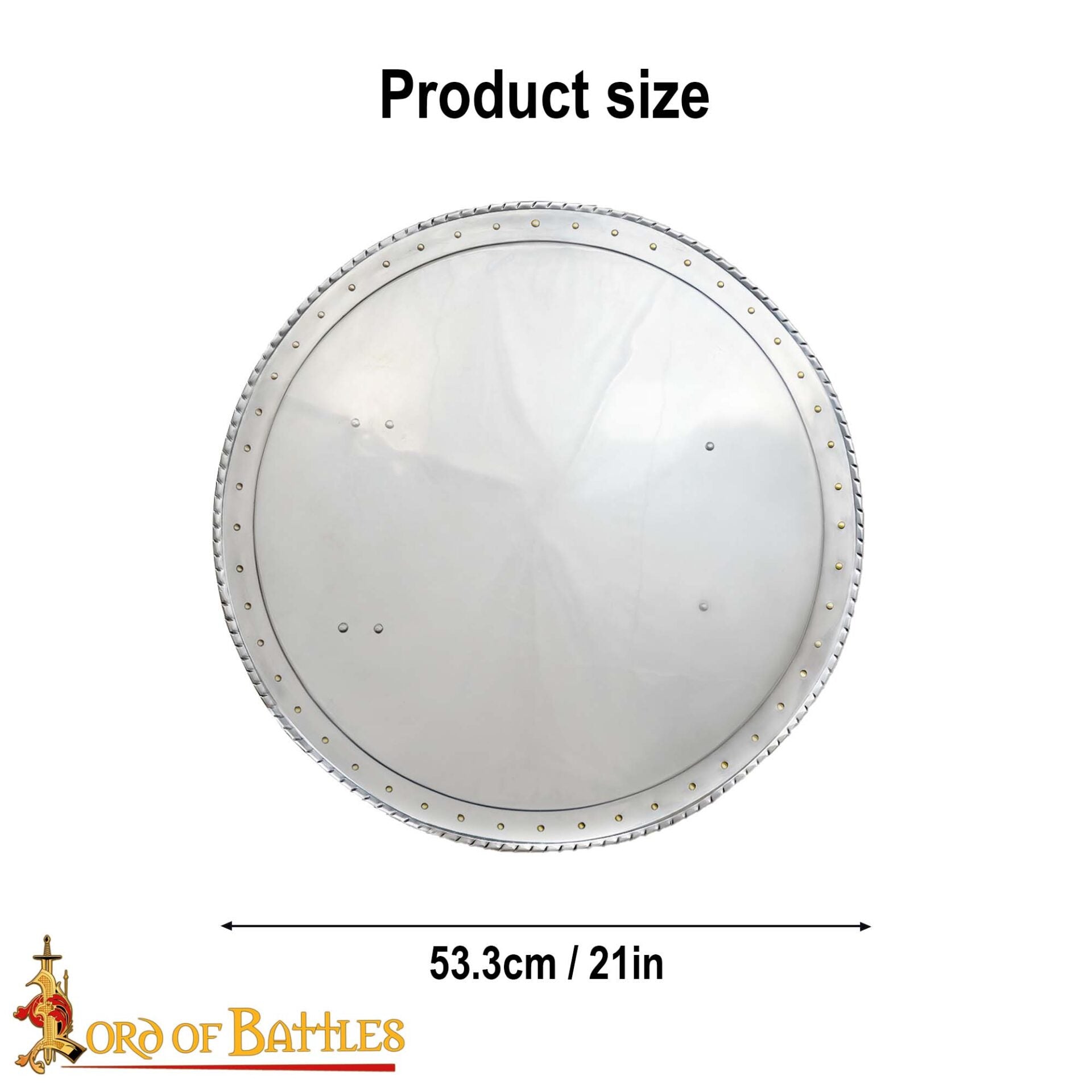 Rodella Escudo Redondo de Acero, 16 Gauge Medieval Buckler con Remaches de Latón - Larp, Stage Combat & Display - Imagen 3
