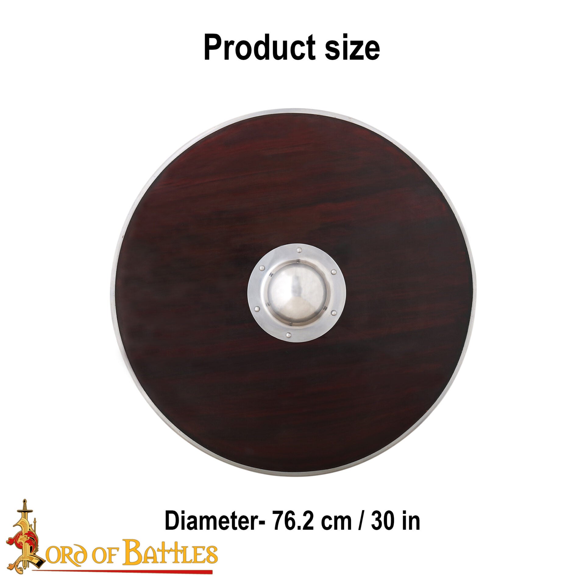 Escudo Vikingo Artesanal - Escudo de Madera con Saliente de Acero para Recreaciones - Imagen 3