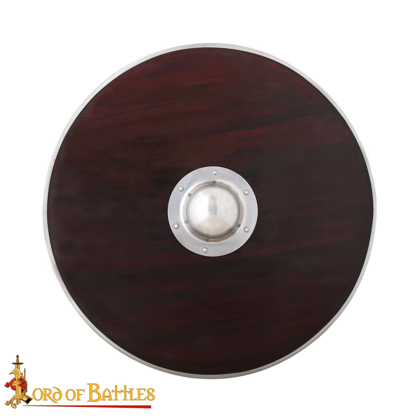 Escudo Vikingo Artesanal - Escudo de Madera con Saliente de Acero para Recreaciones - Imagen 4