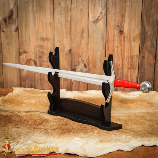Soporte para Hacha/espada Artesanal de Madera Auténtica de Tres Niveles - Imagen 1