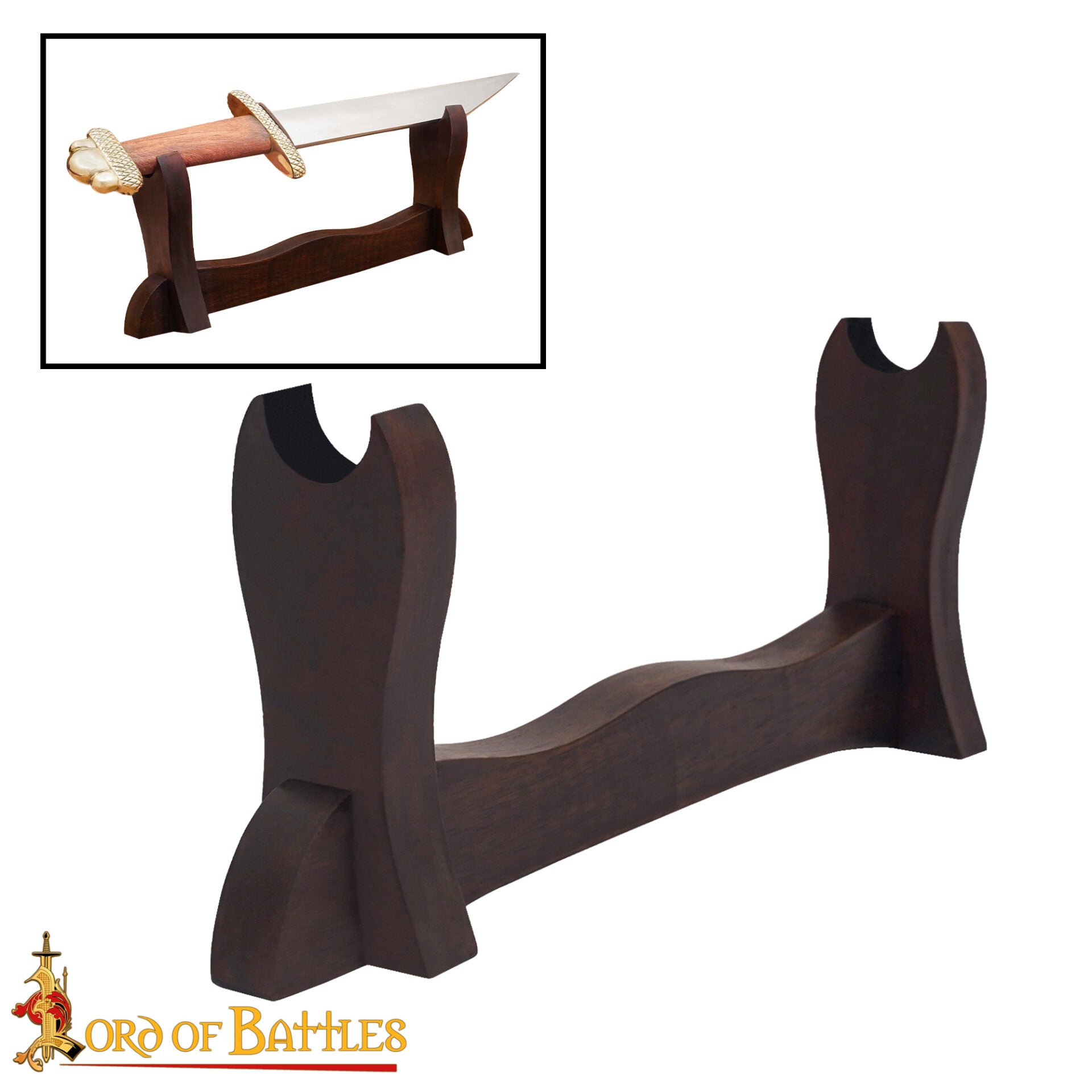 Expositor de Espadas Medievales de Madera de Un Solo Nivel con Fieltro de Terciopelo - Imagen 12