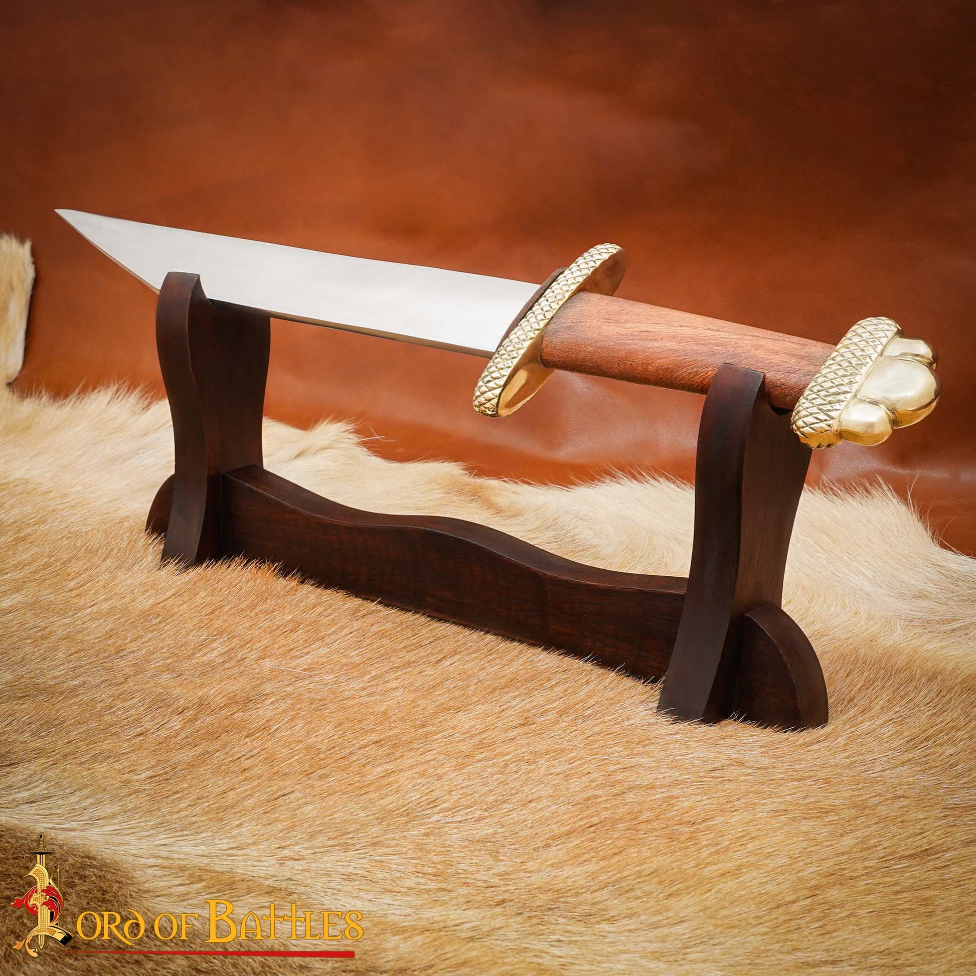 Expositor de Espadas Medievales de Madera de Un Solo Nivel con Fieltro de Terciopelo - Imagen 13