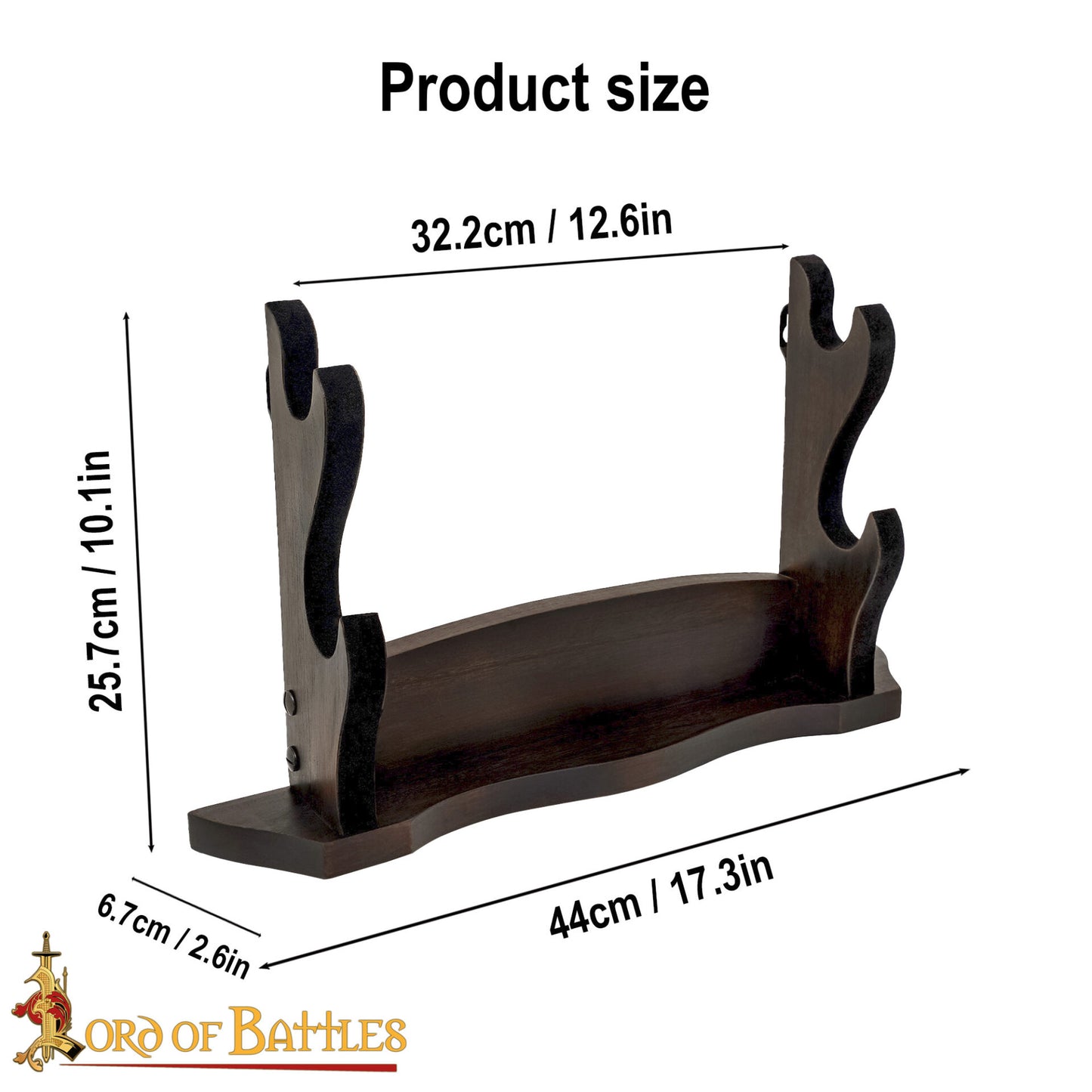 Expositor de Espadas de Madera Pulida de Dos Pisos - Soporte para Armas Medievales para Pared o Estantería - Imagen 3