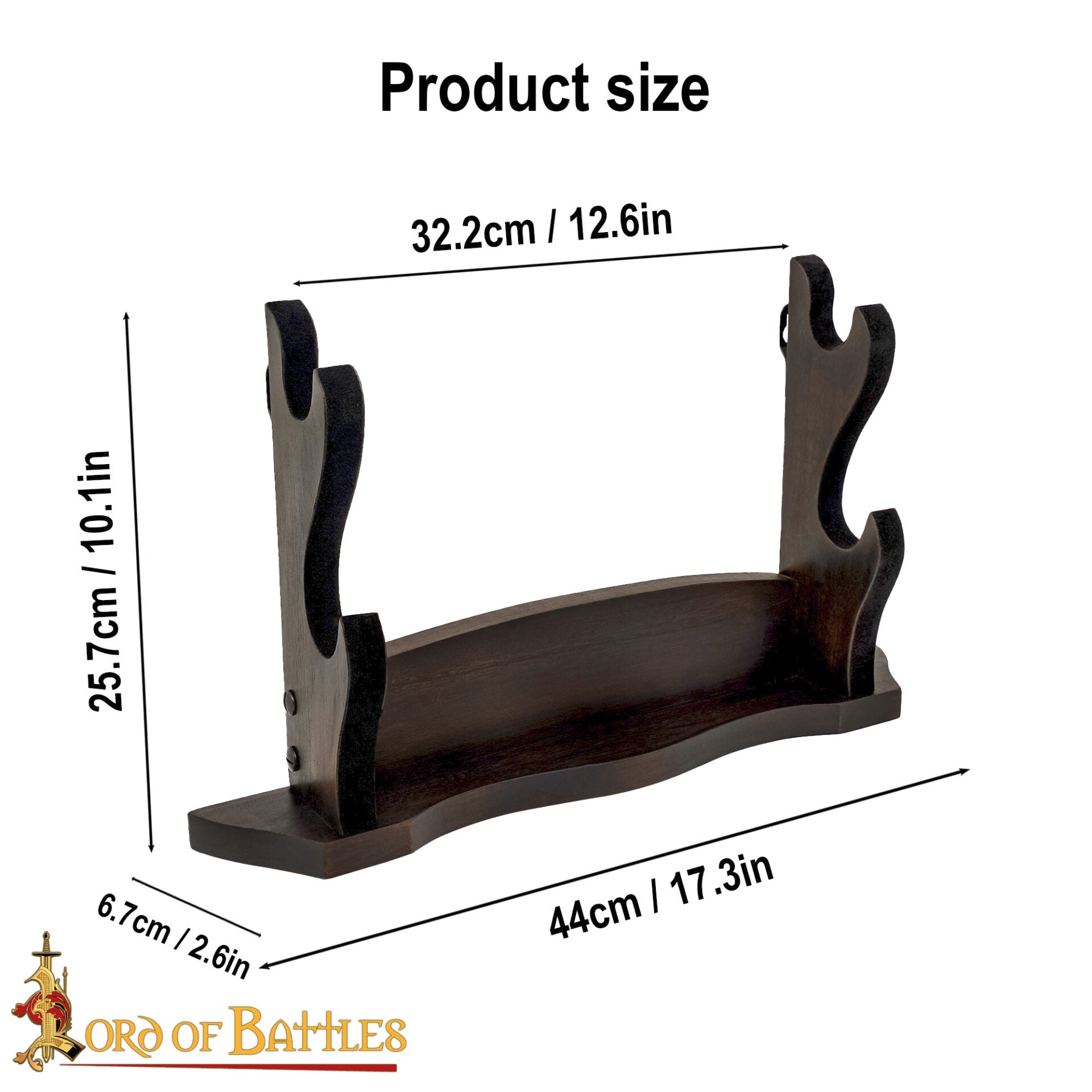 Expositor de Espadas de Madera Pulida de Dos Pisos - Soporte para Armas Medievales para Pared o Estantería - Imagen 3