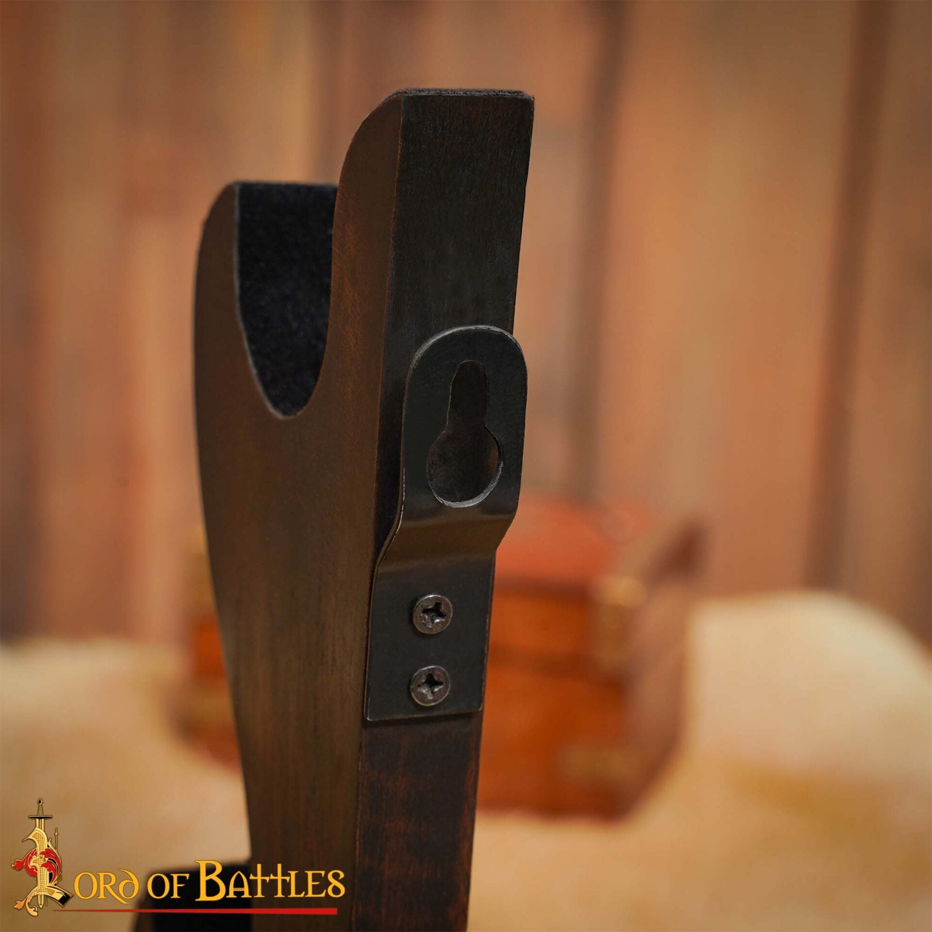 Expositor de Espadas de Madera Pulida de Dos Pisos - Soporte para Armas Medievales para Pared o Estantería - Imagen 6