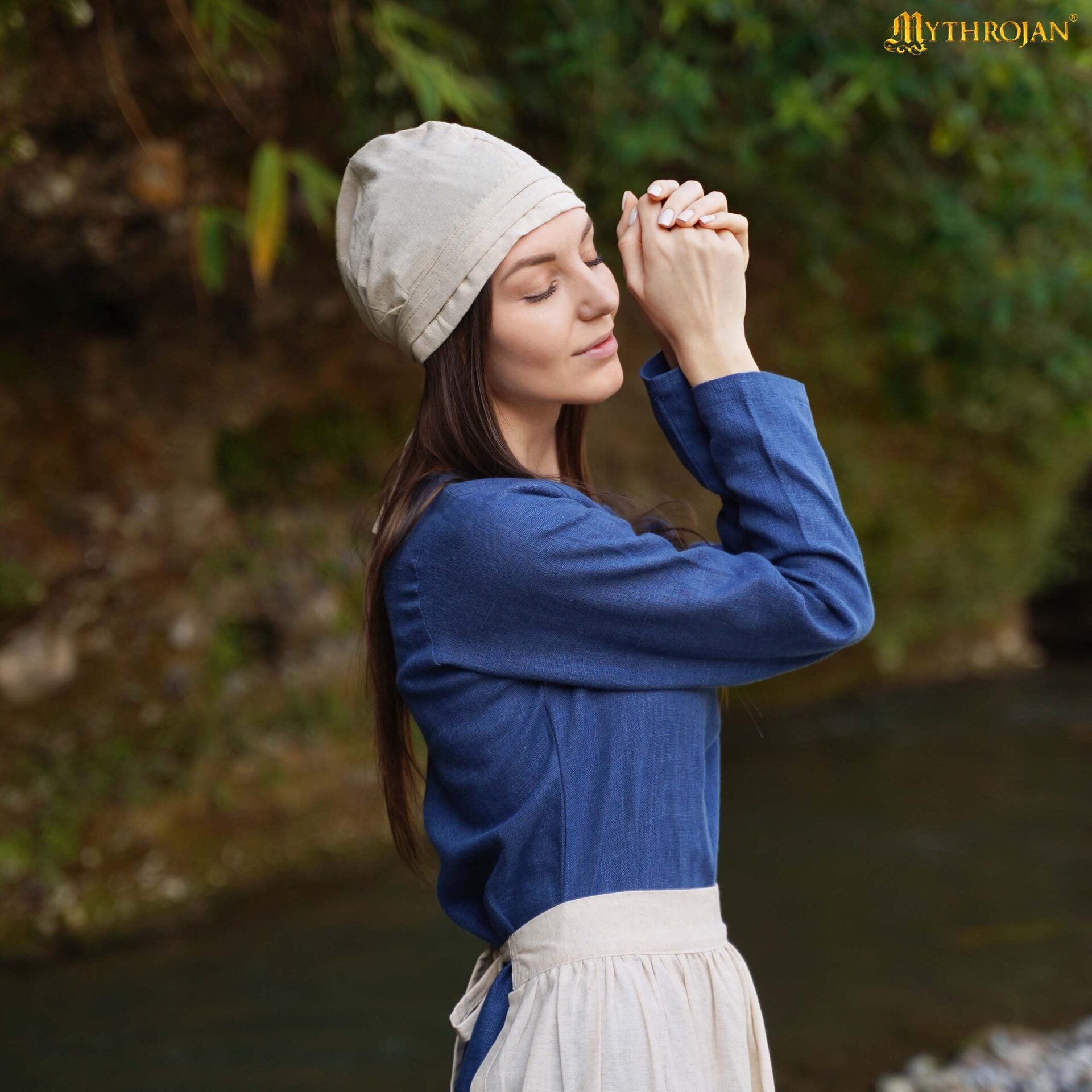 Gorro de Santa Birgita: Sombrero Medieval Modesto y Práctico de Mezcla de Lino y Algodón para Recreaciones y Larp - Imagen 2