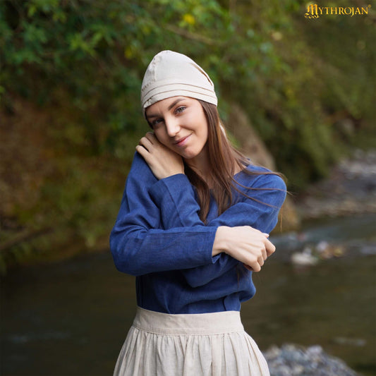 Gorro de Santa Birgita: Sombrero Medieval Modesto y Práctico de Mezcla de Lino y Algodón para Recreaciones y Larp - Imagen 1