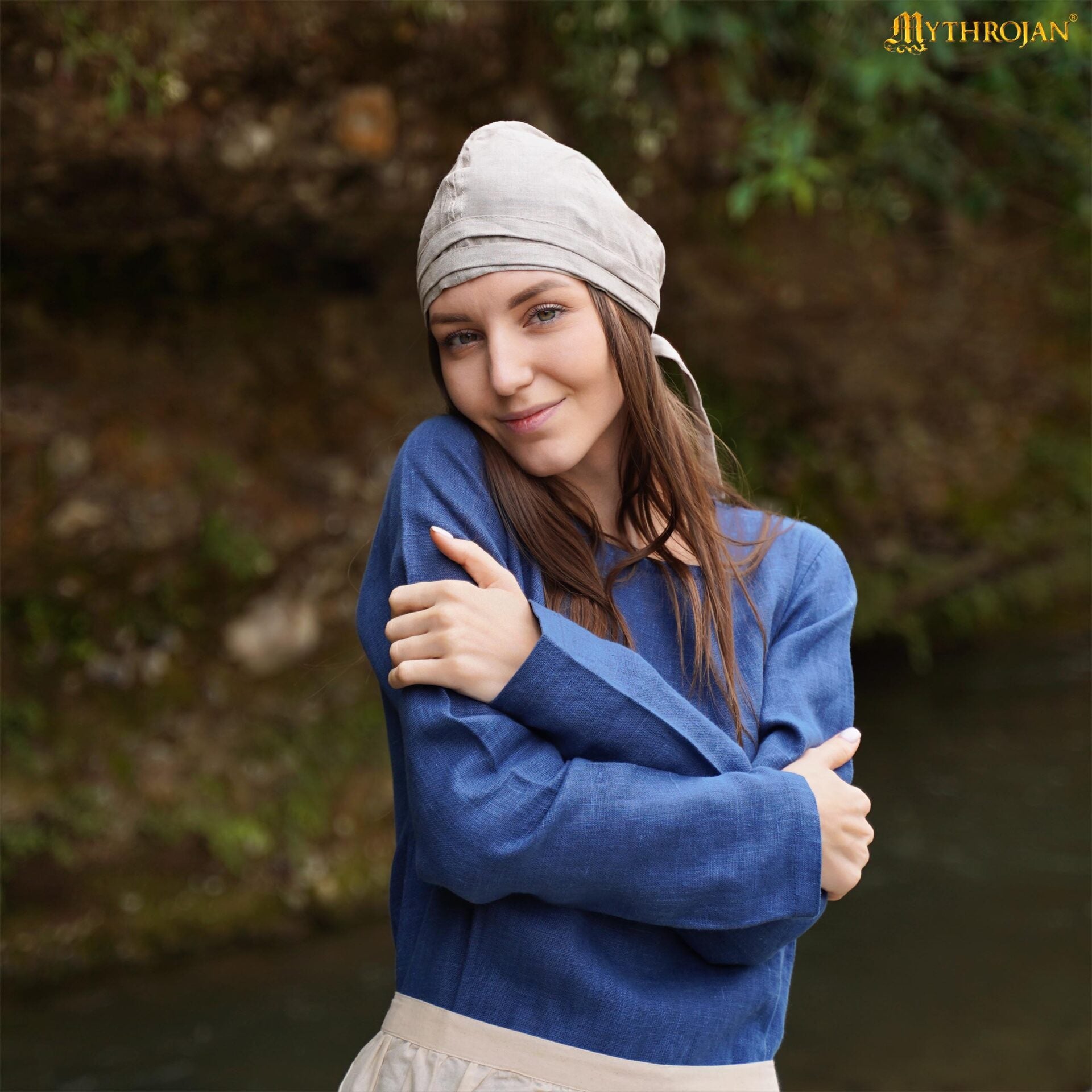 Gorro de Santa Birgita: Tocado Medieval Auténtico 100% de Lino para Recreaciones E Historia Viva - Imagen 1