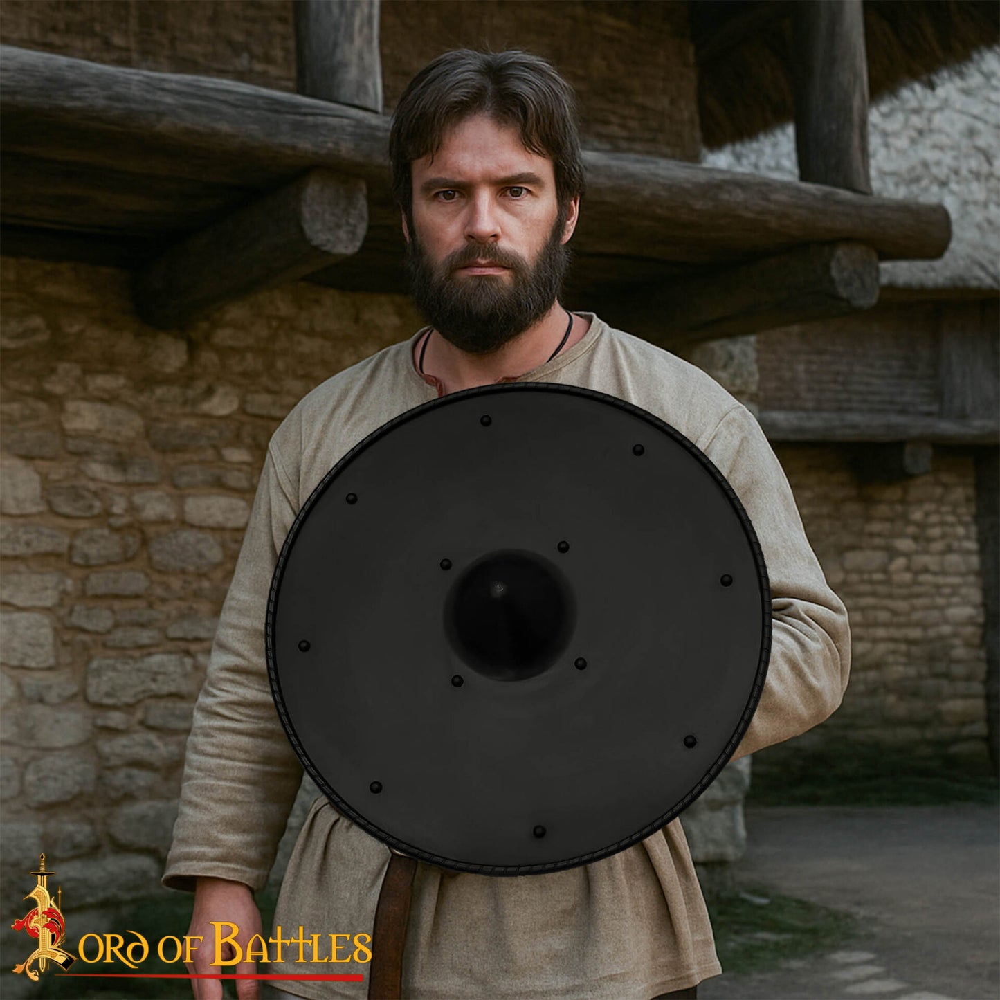 Escudo Medieval Forjado a Mano - 19 Pulgadas de Diámetro - Acabado en Acero Natural - Imagen 2