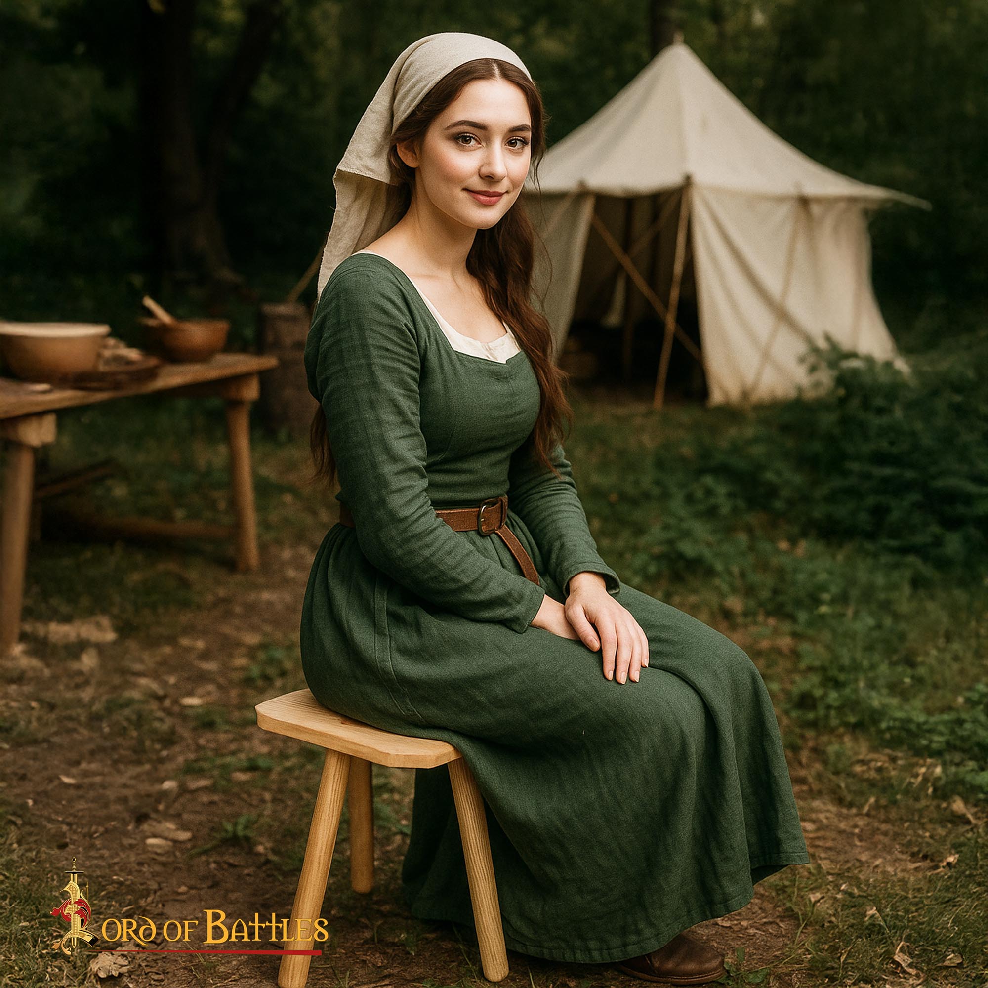 Taburete Medieval Artesanal de Madera de Fresno de Tres Patas - Imagen 2