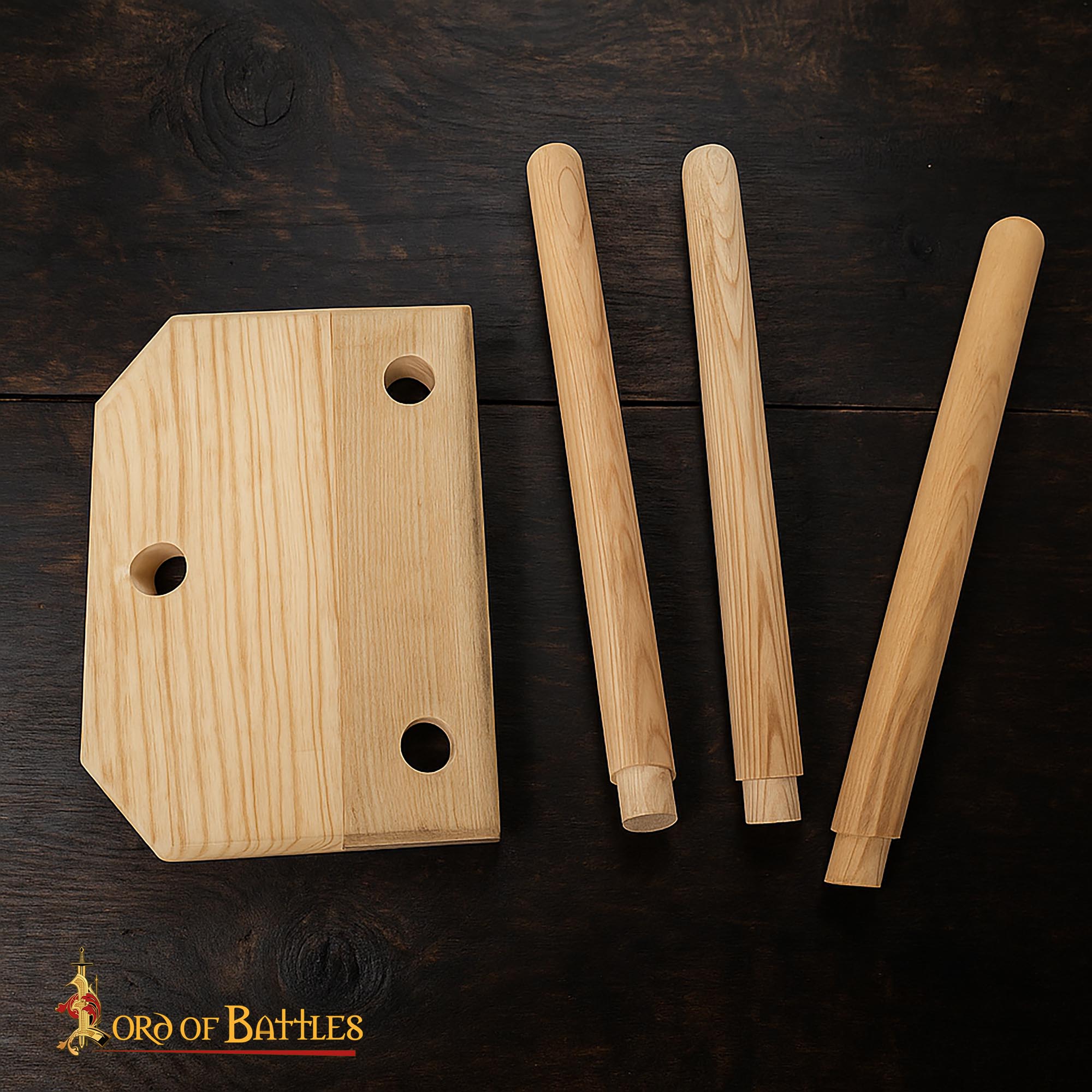 Taburete Medieval Artesanal de Madera de Fresno de Tres Patas - Imagen 5