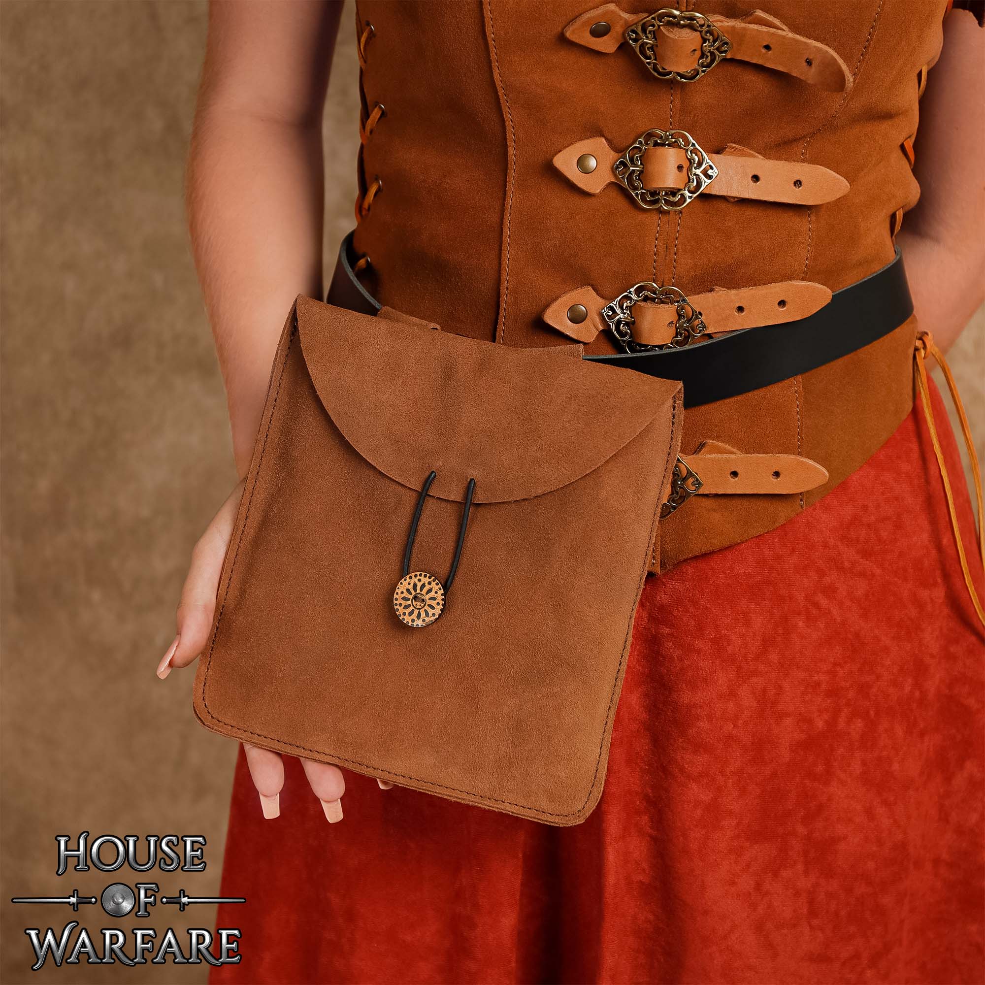 Bolsa Medieval Artesanal de Ante Grande - Imagen 6