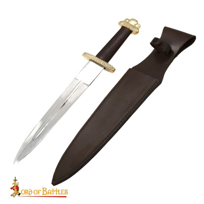 Daga Vikinga con Penacho Trilobulado de Latón Macizo Puro - Imagen 4