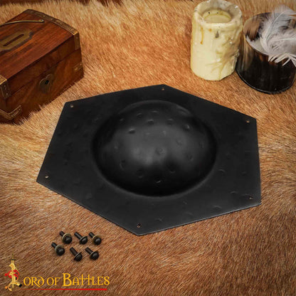 Escudo Hexagonal Forjado a Mano Umbo - Jefe Acero Medieval - Imagen 4
