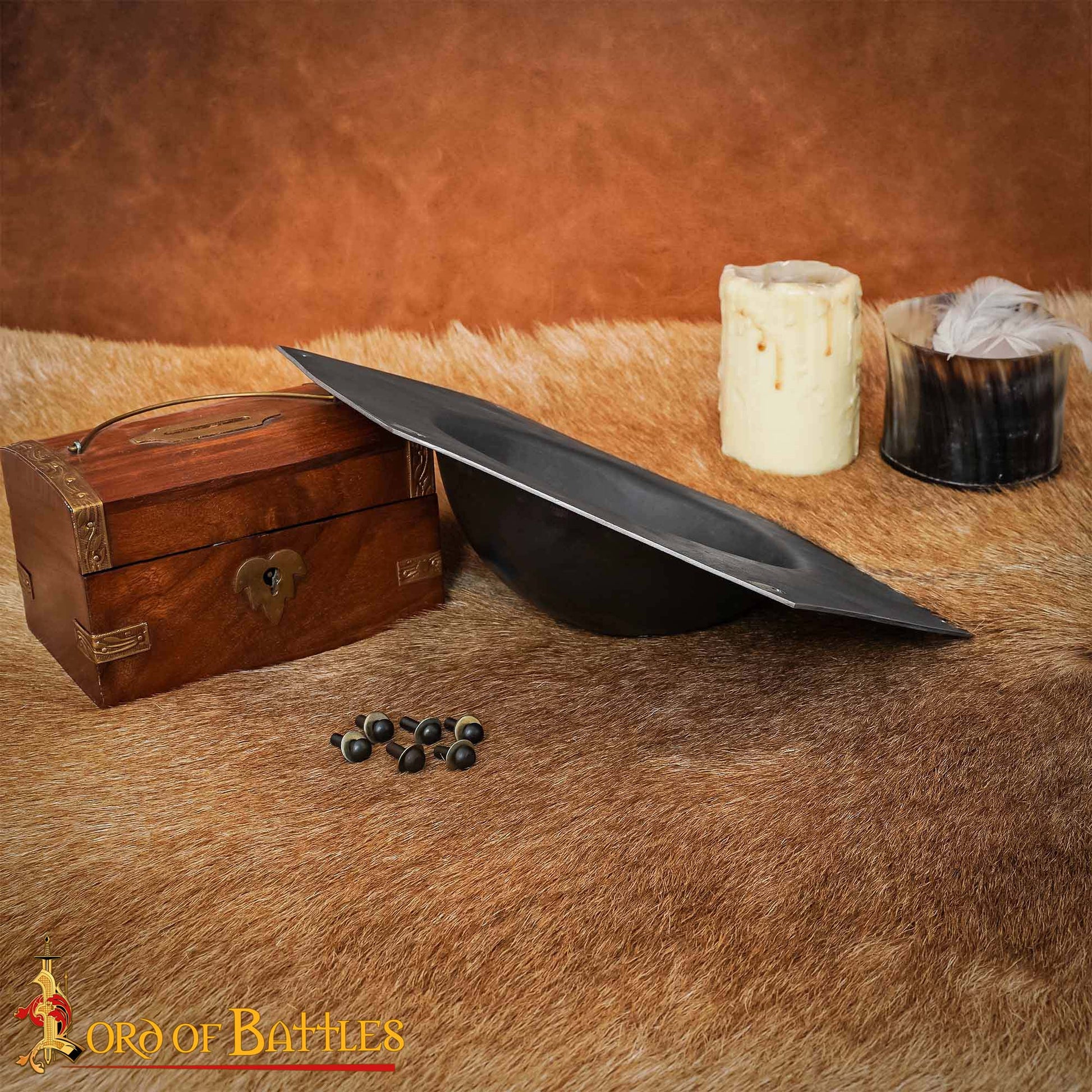 Escudo Hexagonal Forjado a Mano Umbo - Jefe Acero Medieval - Imagen 2