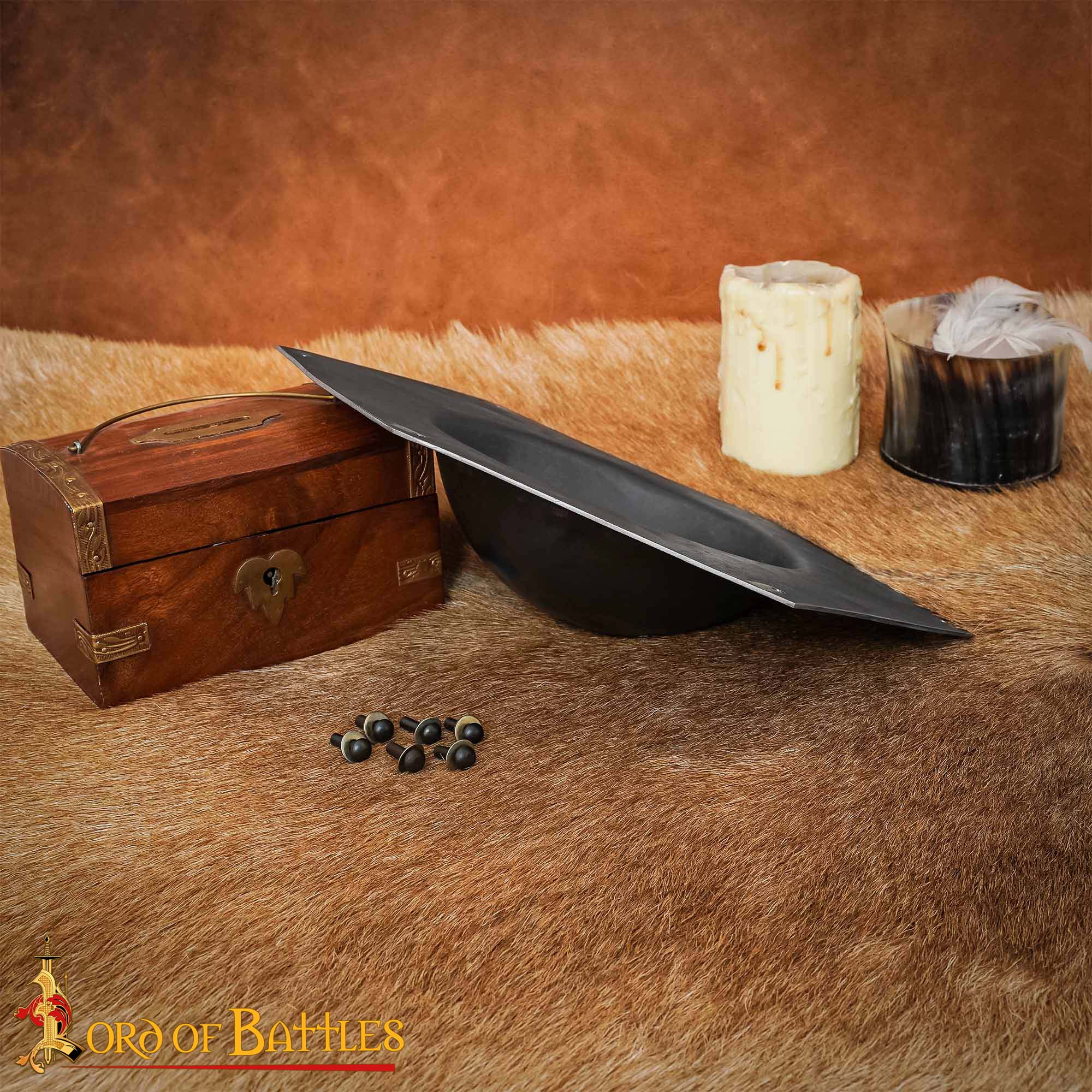 Escudo Hexagonal Forjado a Mano Umbo - Jefe Acero Medieval - Imagen 2