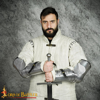 Vambraces de Acero Pulido del Siglo Xiv con Coderas Articuladas - Imagen 8