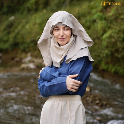 Medieval Linen Half-moon Wimple - Cubrecabeza de Lino 100% Natural - Imagen 1