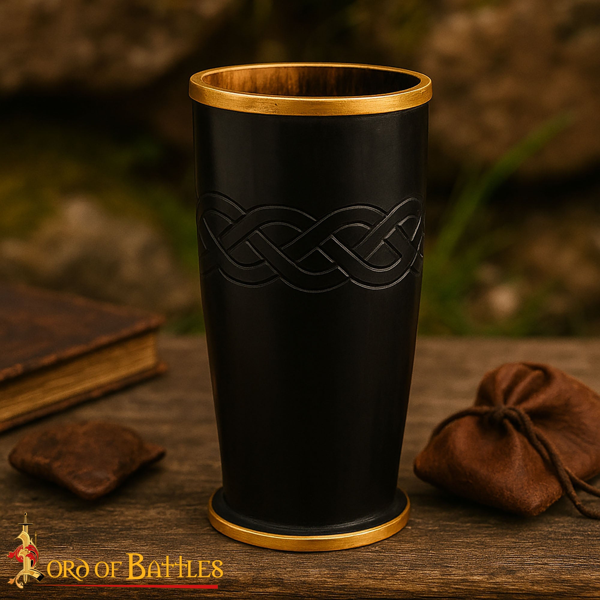 Taza Ceremonial de Cuerno para Beber con Bordes de Latón - Imagen 2