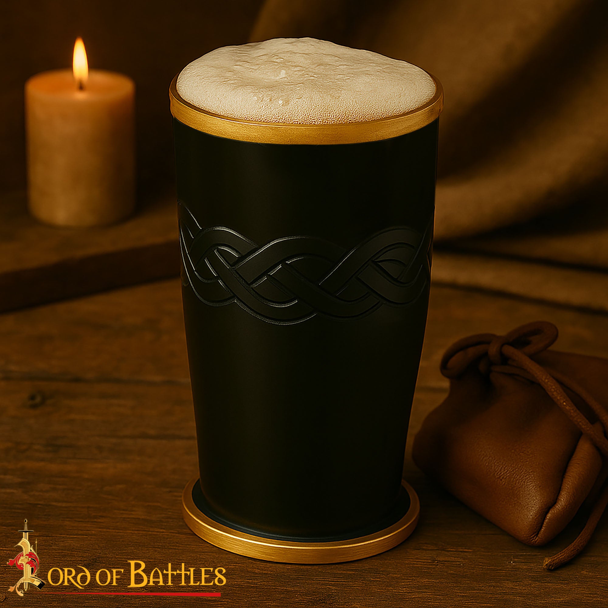 Taza Ceremonial de Cuerno para Beber con Bordes de Latón - Imagen 3