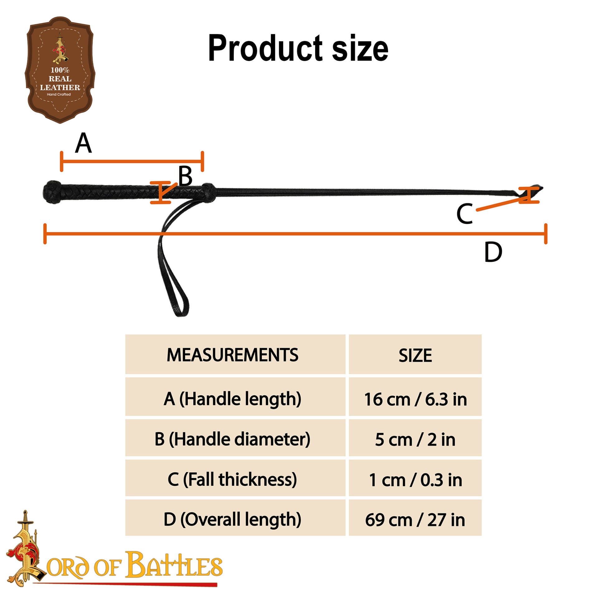 Látigo Medieval de Cuero Hecho a Mano para Caballos - Accesorio de Equitación y Disfraces de Cuero Auténtico - Imagen 3