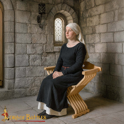 Silla Medieval de Madera Savonarola - Asiento Plegable Renacentista - Imagen 8