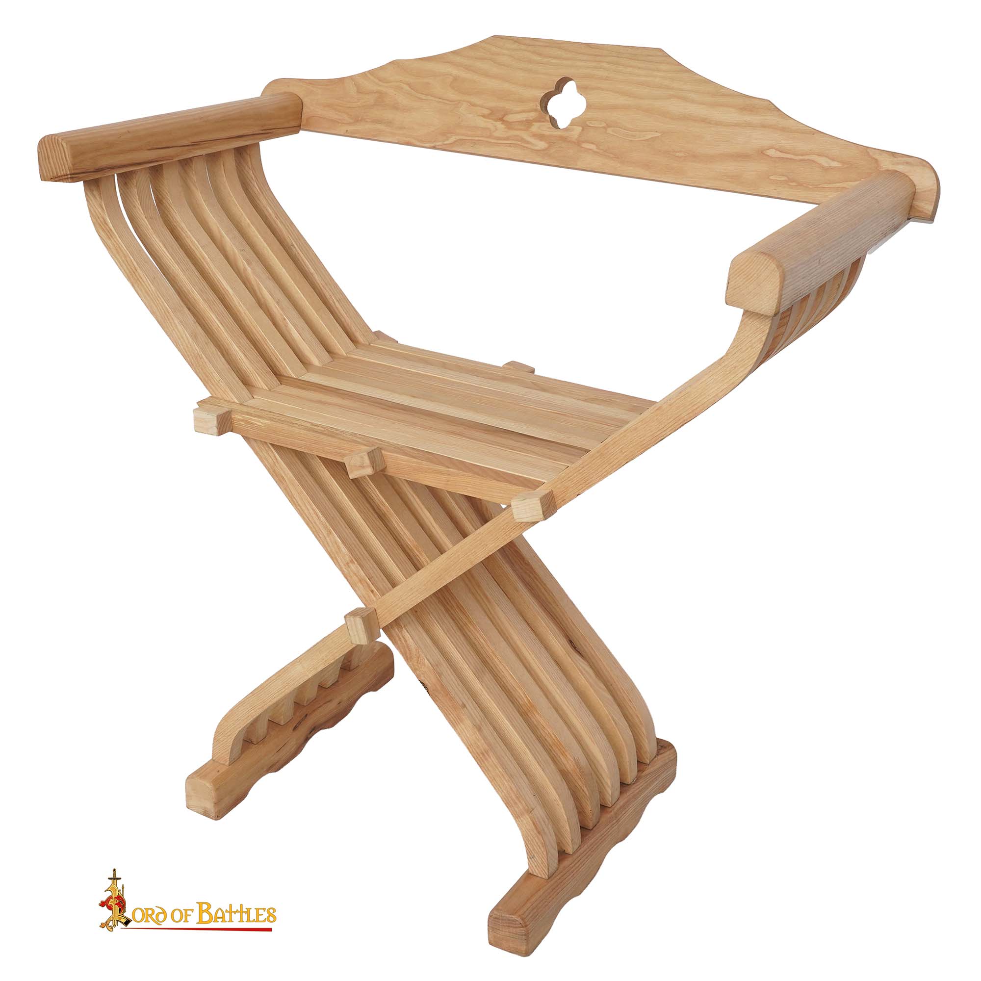 Silla Medieval de Madera Savonarola - Asiento Plegable Renacentista - Imagen 1