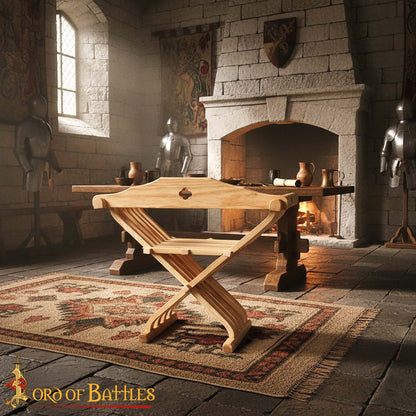 Silla Medieval de Madera Savonarola - Asiento Plegable Renacentista - Imagen 2