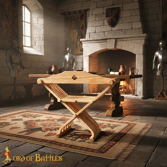 Silla Medieval de Madera Savonarola - Asiento Plegable Renacentista - Imagen 2