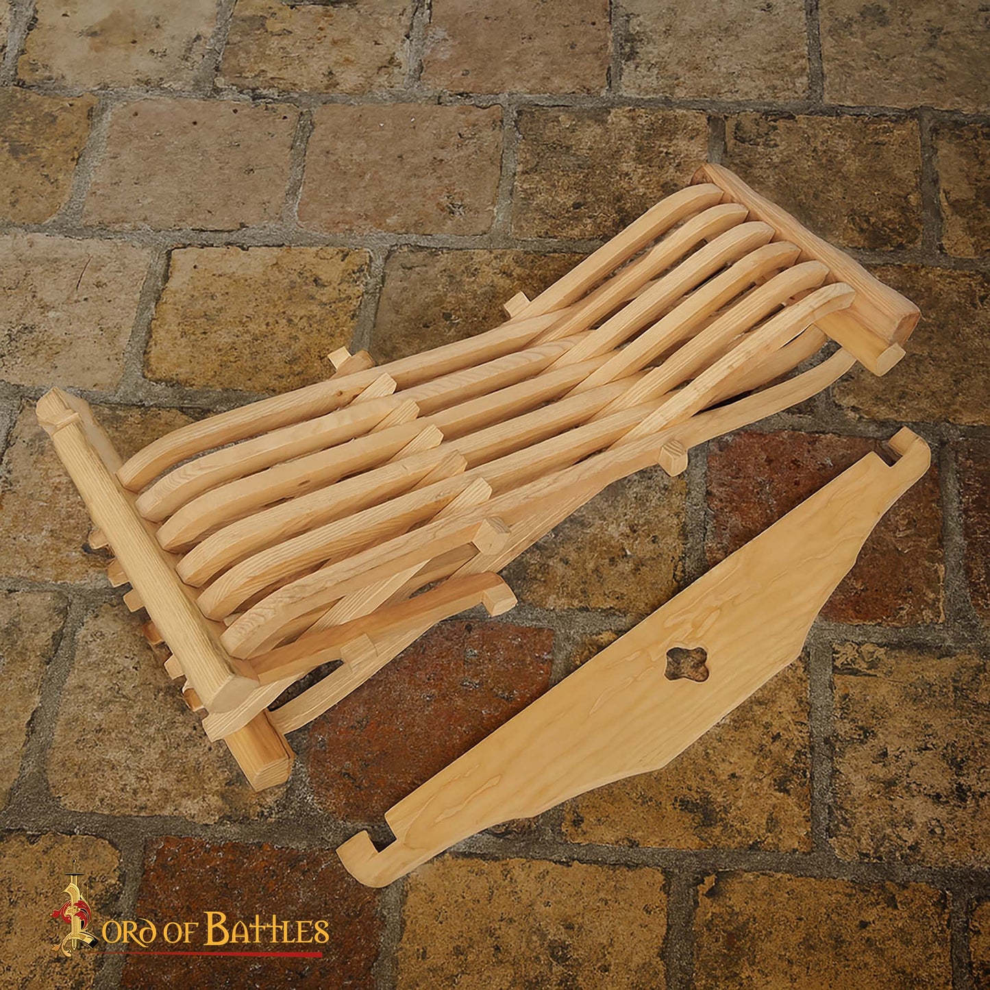 Silla Medieval de Madera Savonarola - Asiento Plegable Renacentista - Imagen 4