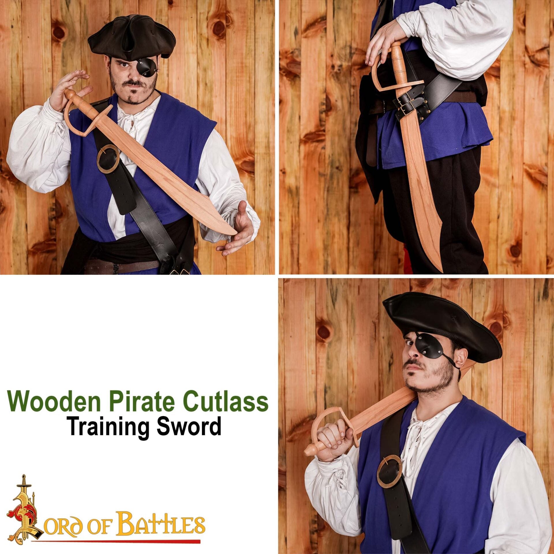 Espada de Práctica Pirata de Madera - Puntal de Entrenamiento Artesanal de 30" con Acabado Natural - Imagen 7