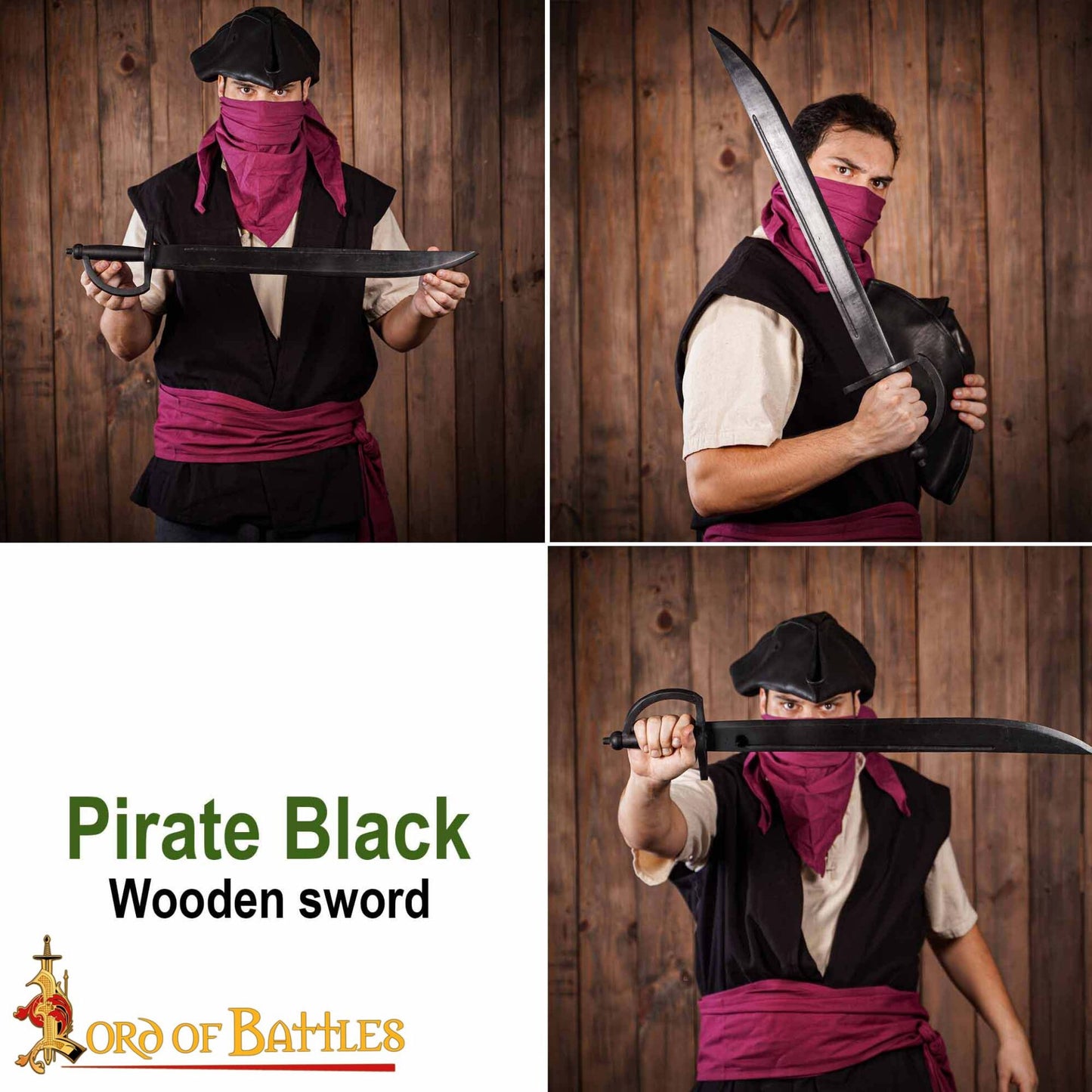 Puntal de Madera Negro con Sable Pirata - Imagen 12