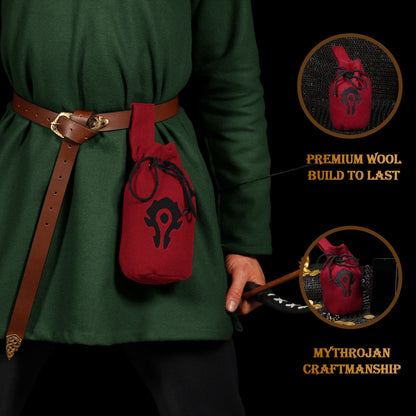 Mythrojan "for The Horde" Bolsa de Lana con Cordón para Cinturón: Accesorio para Disfraces Monedero , Granate , 8" × 6.5" - Imagen 5
