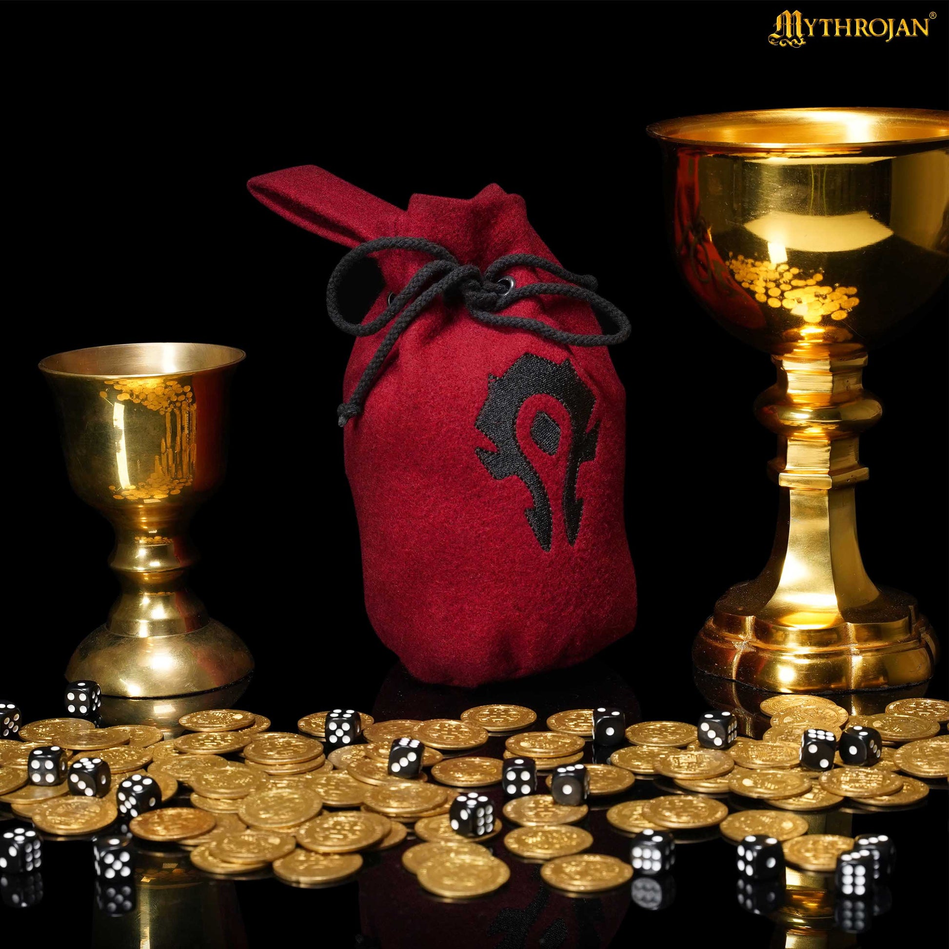 Mythrojan "for The Horde" Bolsa de Lana con Cordón para Cinturón: Accesorio para Disfraces Monedero , Granate , 8" × 6.5" - Imagen 1
