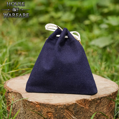 Bolsa Medieval de Lana con Cordón Azul Marino - Imagen 2