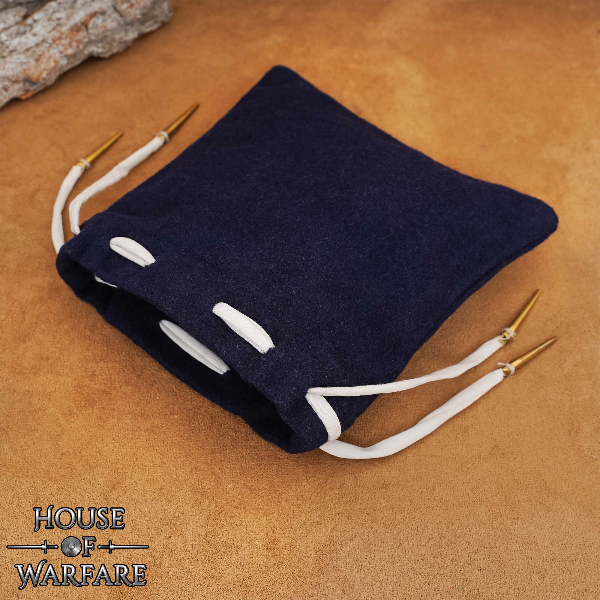 Bolsa Medieval de Lana con Cordón Azul Marino - Imagen 6